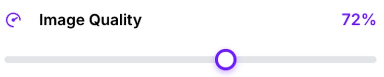 The Image Quality slider in Pixpoo Compress PDF, set to 72%