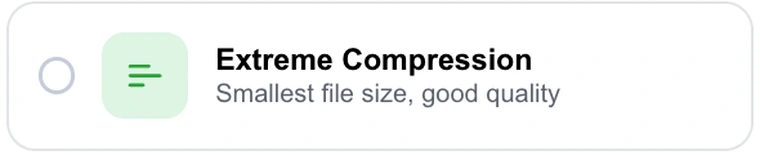 Extreme Compression selected in the Pixpoo Compress PDF settings panel