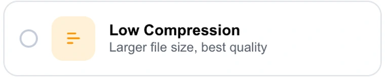 Low Compression, the highest-fidelity preset in the Pixpoo Compress PDF settings