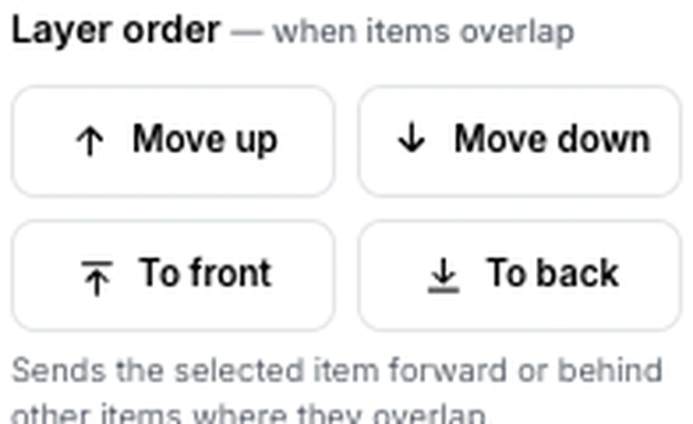 The layer order controls in Pixpoo Edit PDF: move up, move down, to front and to back