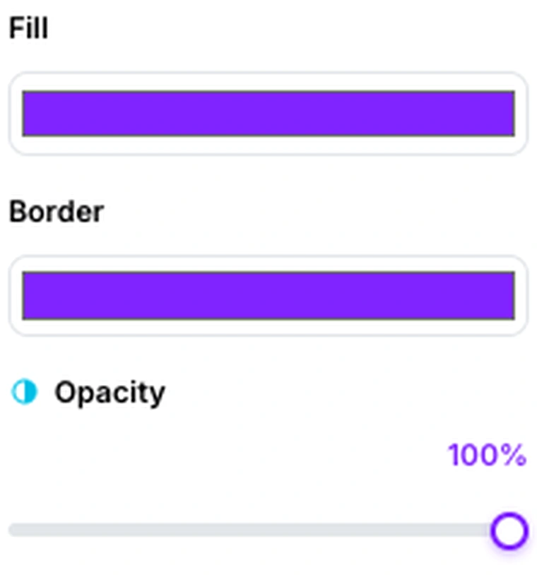 The fill, border and opacity controls in the Pixpoo Edit PDF options panel