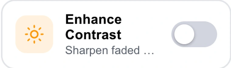 The Enhance Contrast toggle in the Pixpoo Merge PDF page preview bar
