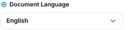 The Document Language dropdown set to English