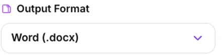 The Output Format dropdown set to Word (.docx)