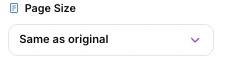The Page Size selector set to Same as original