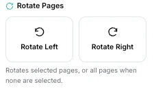 The Rotate Pages buttons with their hint about applying to all pages when none are selected