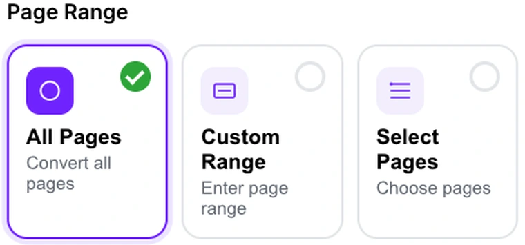 The Page Range options in Pixpoo PDF to JPG, with All Pages selected