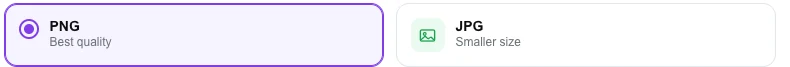 The PNG and JPG format options