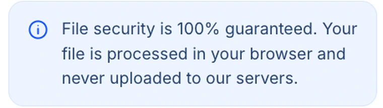 The privacy note in Pixpoo PDF to Word stating the file is processed in your browser