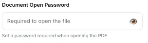 The Document Open Password field on the Protect PDF screen