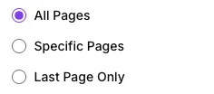 The Pages to Sign options: All Pages, Specific Pages and Last Page Only