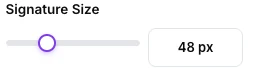 The signature size slider set to 48 px