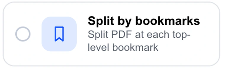 The Split by bookmarks option in Pixpoo Split PDF