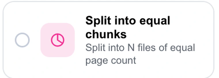 The Split into equal chunks option in Pixpoo Split PDF