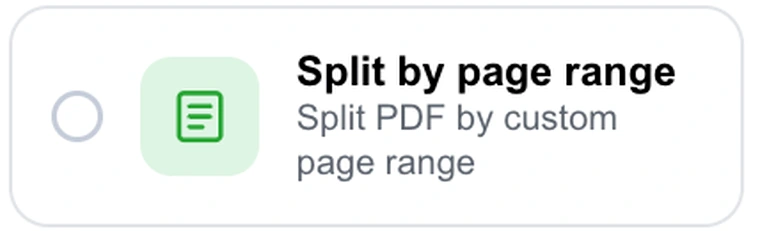 The Split by page range option in Pixpoo Split PDF