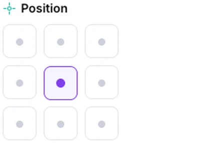 The nine-cell position grid with the centre cell selected