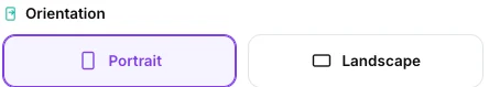 The orientation toggle with Portrait selected and Landscape beside it